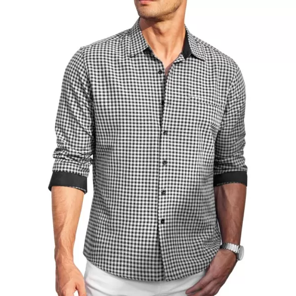 COOFANDY Mens Linen Textured Shirt Long Sleeve Button Down Shirt Casual Oxford Dress Shirt
