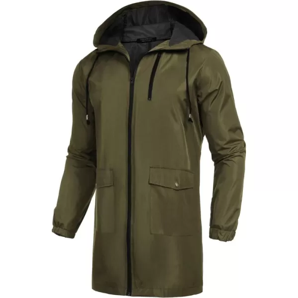 COOFANDY Men's Long Raincoat Ligtweight Rain Jacket Waterproof Outdoor Jackets with Hood