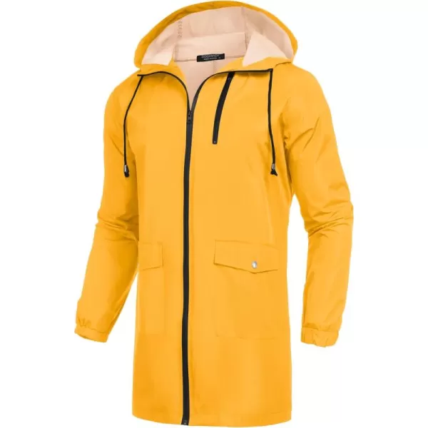 COOFANDY Men's Long Raincoat Ligtweight Rain Jacket Waterproof Outdoor Jackets with Hood