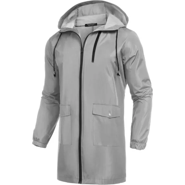 COOFANDY Men's Long Raincoat Ligtweight Rain Jacket Waterproof Outdoor Jackets with Hood