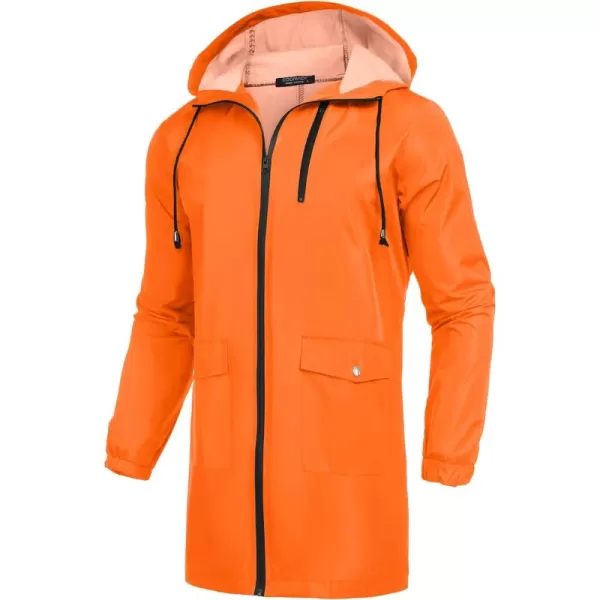 COOFANDY Men's Long Raincoat Ligtweight Rain Jacket Waterproof Outdoor Jackets with Hood