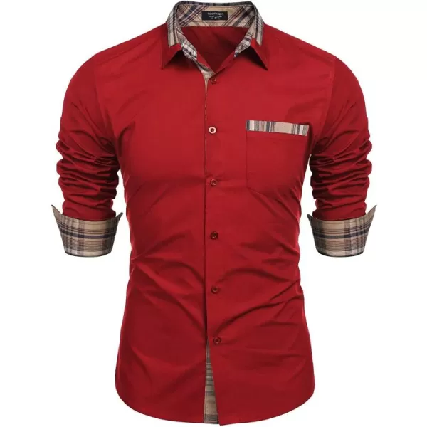 COOFANDY Men's Long Sleeve Dress Shirt Plaid Collar Casual Button Down Shirts