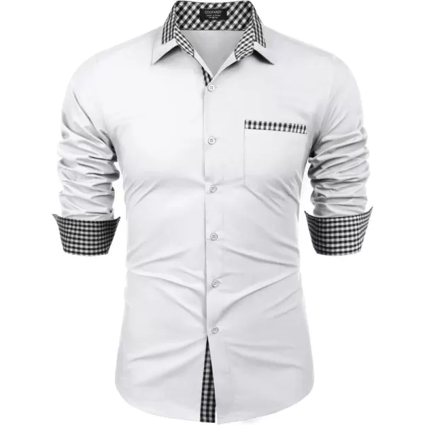 COOFANDY Men's Long Sleeve Dress Shirt Plaid Collar Casual Button Down Shirts