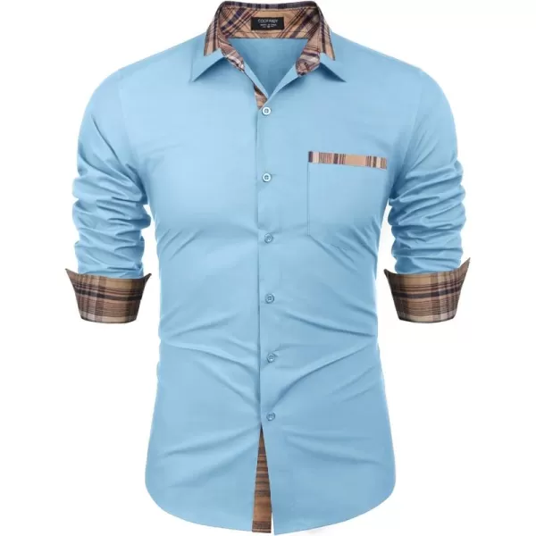 COOFANDY Men's Long Sleeve Dress Shirt Plaid Collar Casual Button Down Shirts