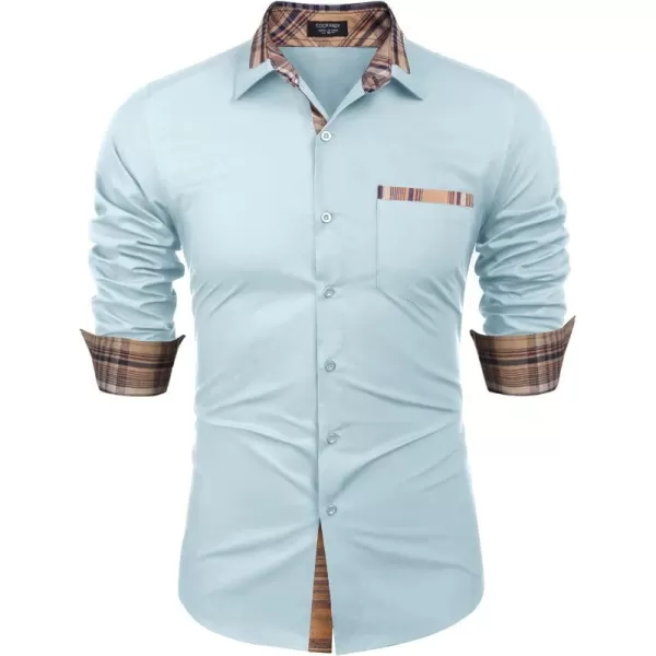 COOFANDY Men's Long Sleeve Dress Shirt Plaid Collar Casual Button Down Shirts