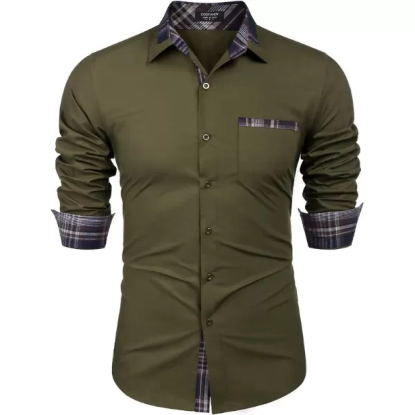 COOFANDY Men's Long Sleeve Dress Shirt Plaid Collar Casual Button Down Shirts