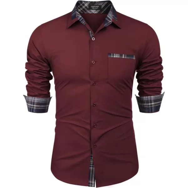 COOFANDY Men's Long Sleeve Dress Shirt Plaid Collar Casual Button Down Shirts