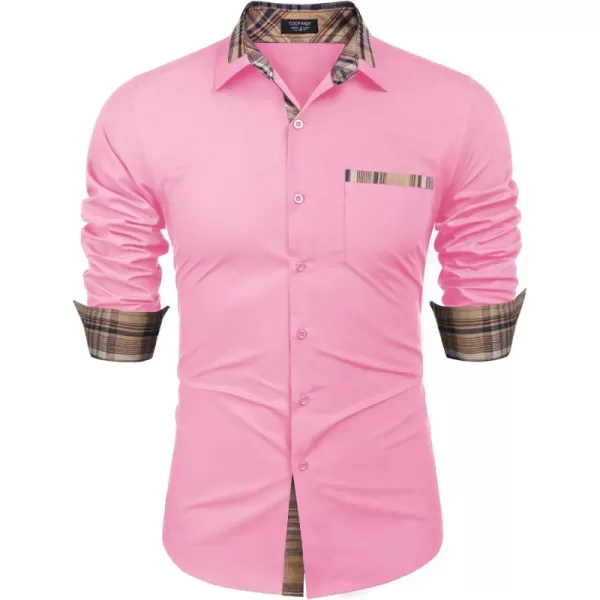 COOFANDY Men's Long Sleeve Dress Shirt Plaid Collar Casual Button Down Shirts