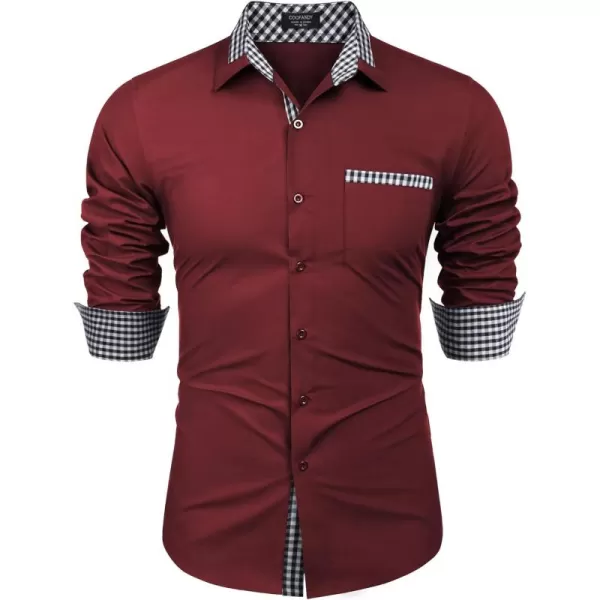 COOFANDY Men's Long Sleeve Dress Shirt Plaid Collar Casual Button Down Shirts