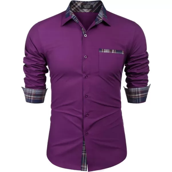 COOFANDY Men's Long Sleeve Dress Shirt Plaid Collar Casual Button Down Shirts