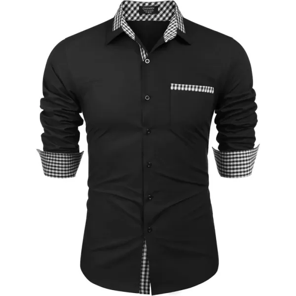 COOFANDY Men's Long Sleeve Dress Shirt Plaid Collar Casual Button Down Shirts
