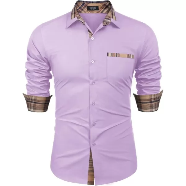 COOFANDY Men's Long Sleeve Dress Shirt Plaid Collar Casual Button Down Shirts