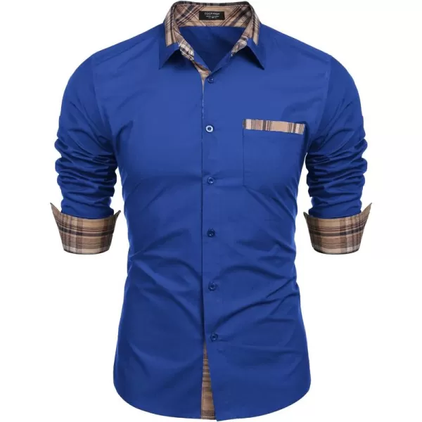 COOFANDY Men's Long Sleeve Dress Shirt Plaid Collar Casual Button Down Shirts