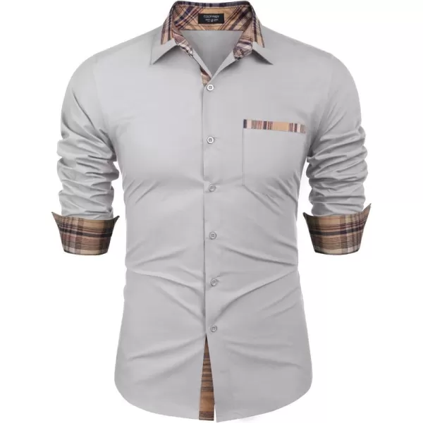 COOFANDY Men's Long Sleeve Dress Shirt Plaid Collar Casual Button Down Shirts