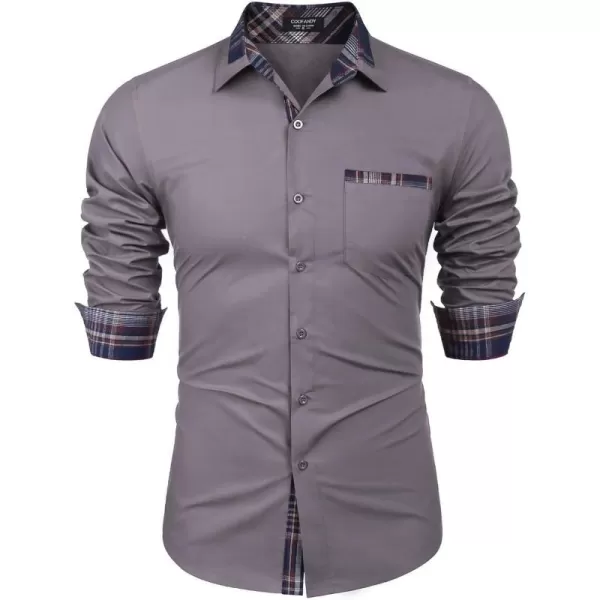 COOFANDY Men's Long Sleeve Dress Shirt Plaid Collar Casual Button Down Shirts