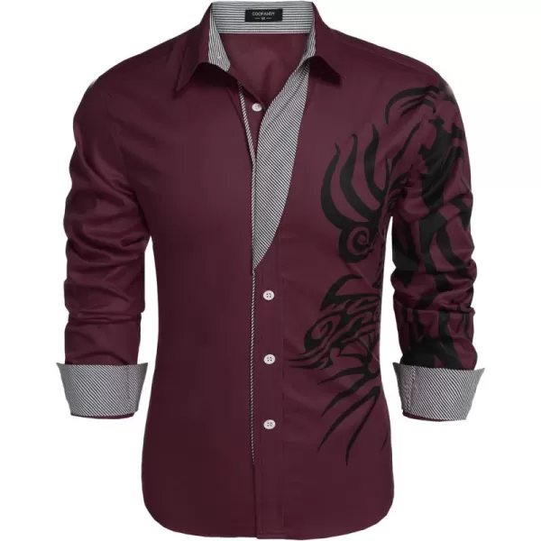 COOFANDY Men's Print Button Down Dress Shirt Fashion Long Sleeve Casual Shirts