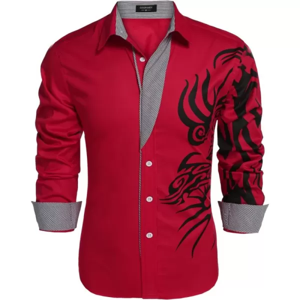 COOFANDY Men's Print Button Down Dress Shirt Fashion Long Sleeve Casual Shirts