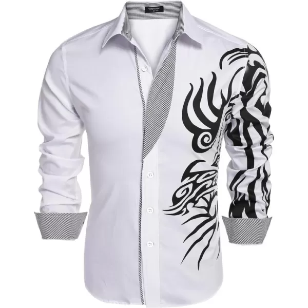 COOFANDY Men's Print Button Down Dress Shirt Fashion Long Sleeve Casual Shirts