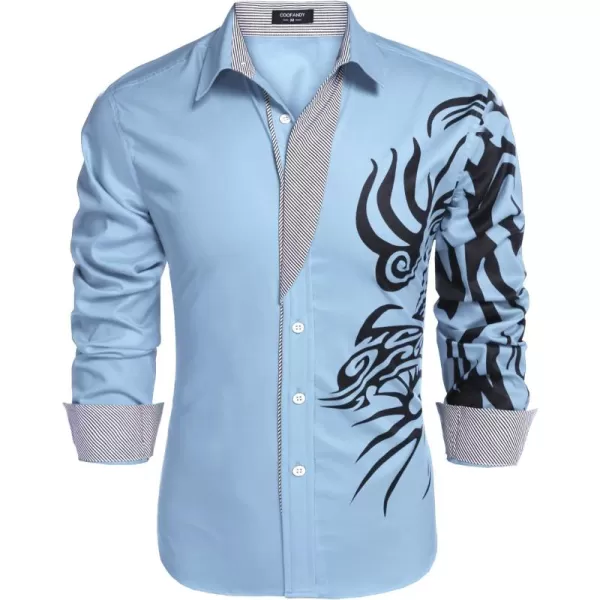 COOFANDY Men's Print Button Down Dress Shirt Fashion Long Sleeve Casual Shirts