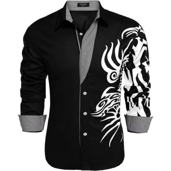 COOFANDY Men's Print Button Down Dress Shirt Fashion Long Sleeve Casual Shirts