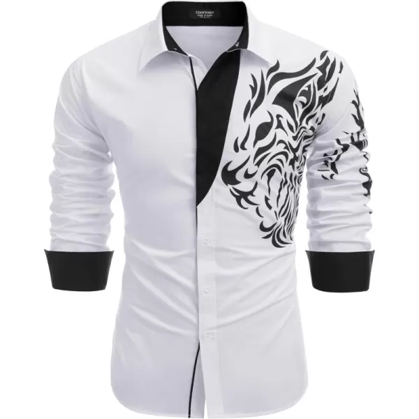 COOFANDY Men's Print Button Down Dress Shirt Fashion Long Sleeve Casual Shirts)
