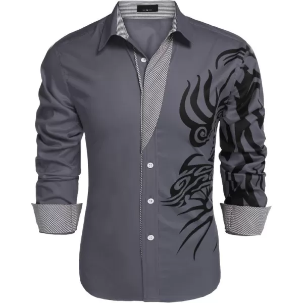 COOFANDY Men's Print Button Down Dress Shirt Fashion Long Sleeve Casual Shirts
