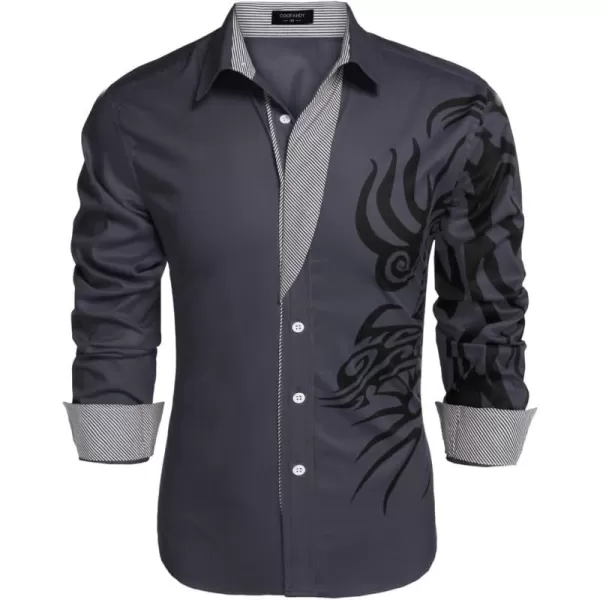 COOFANDY Men's Print Button Down Dress Shirt Fashion Long Sleeve Casual Shirts