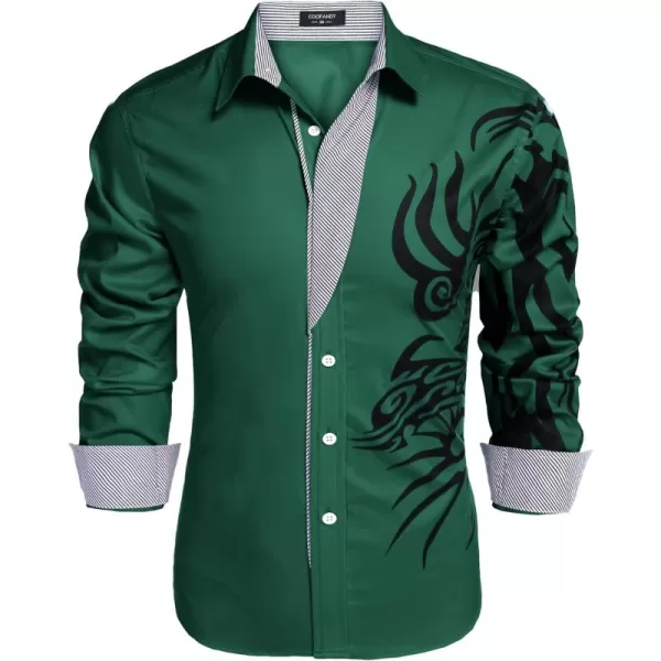COOFANDY Men's Print Button Down Dress Shirt Fashion Long Sleeve Casual Shirts