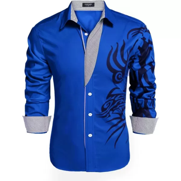 COOFANDY Men's Print Button Down Dress Shirt Fashion Long Sleeve Casual Shirts
