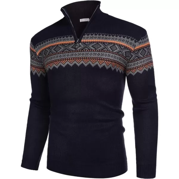 COOFANDY Men's Quarter Zip Pullover Sweater Casual Zip Up Polo Sweater Knit