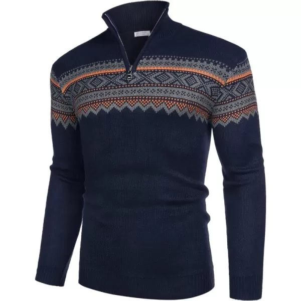 COOFANDY Men's Quarter Zip Pullover Sweater Casual Zip Up Polo Sweater Knit
