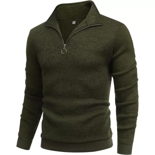COOFANDY Men's Quarter Zip Pullover Sweatshirt Knitted Casual Slim Fit Thermal Sweater