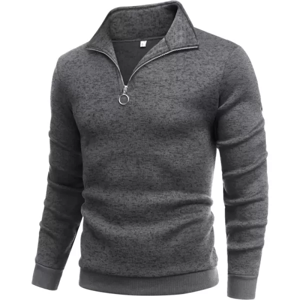 COOFANDY Men's Quarter Zip Pullover Sweatshirt Knitted Casual Slim Fit Thermal Sweater