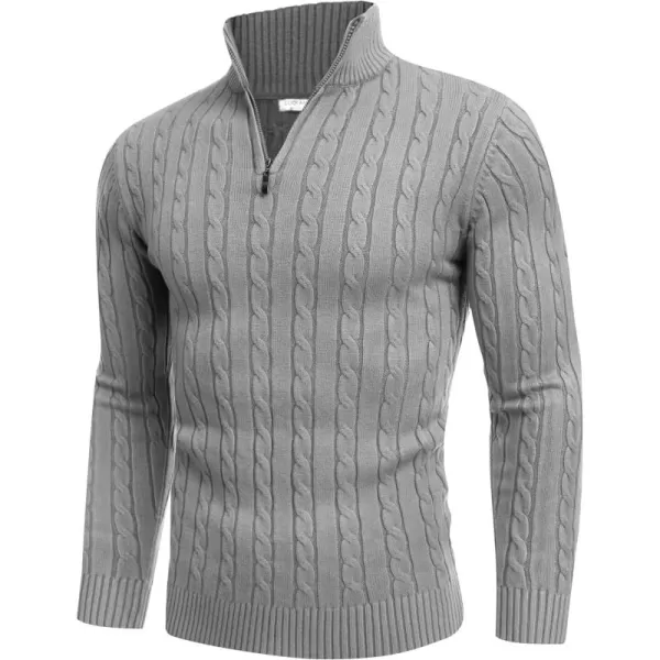 COOFANDY Men's Quarter Zip Sweater Slim Fit Casual Knitted Turtleneck Pullover Mock Neck Polo Sweater)
