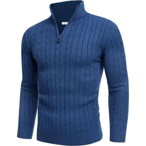 COOFANDY Men's Quarter Zip Sweater Slim Fit Casual Knitted Turtleneck Pullover Mock Neck Polo Sweater