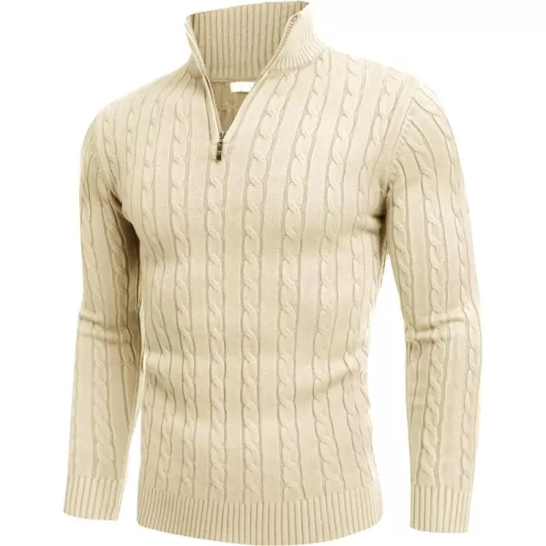 COOFANDY Men's Quarter Zip Sweater Slim Fit Casual Knitted Turtleneck Pullover Mock Neck Polo Sweater