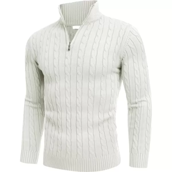 COOFANDY Men's Quarter Zip Sweater Slim Fit Casual Knitted Turtleneck Pullover Mock Neck Polo Sweater)