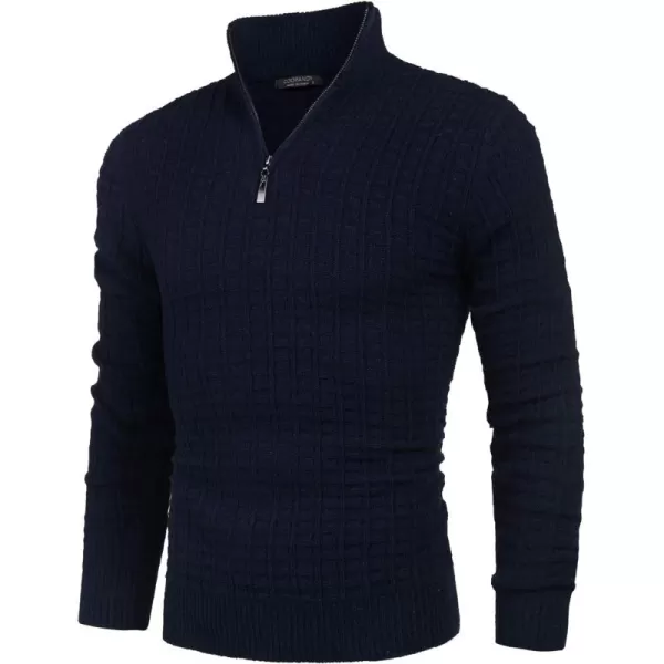 COOFANDY Men's Quarter Zip Sweaters Slim Fit Lightweight Cotton Knitted Casual Mock Neck Pullover Sweaters