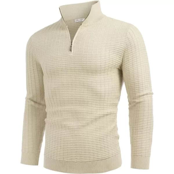 COOFANDY Men's Quarter Zip Sweaters Slim Fit Lightweight Cotton Knitted Casual Mock Neck Pullover Sweaters