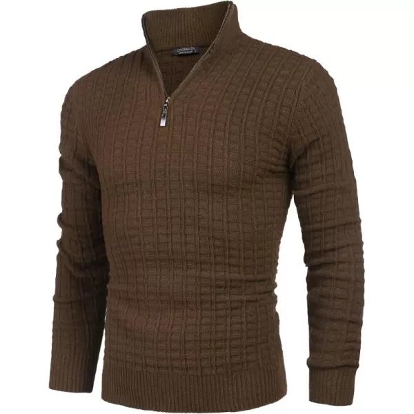 COOFANDY Men's Quarter Zip Sweaters Slim Fit Lightweight Cotton Knitted Casual Mock Neck Pullover Sweaters