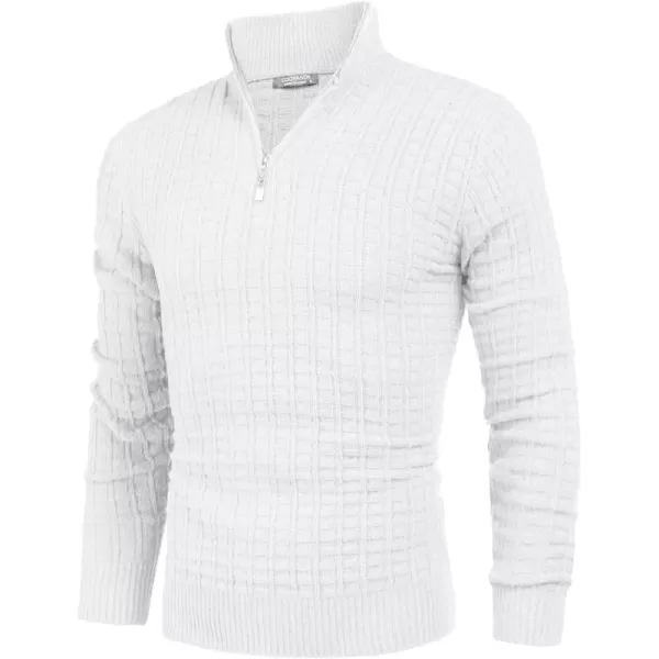 COOFANDY Men's Quarter Zip Sweaters Slim Fit Lightweight Cotton Knitted Casual Mock Neck Pullover Sweaters