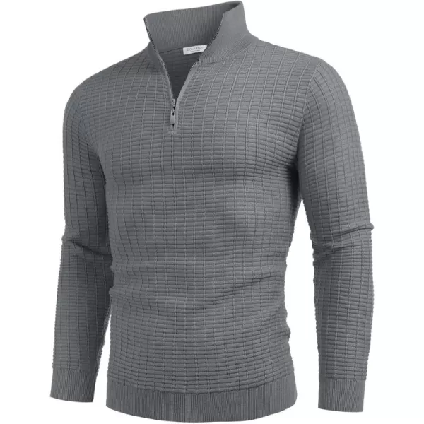 COOFANDY Men's Quarter Zip Sweaters Slim Fit Lightweight Cotton Knitted Casual Mock Neck Pullover Sweaters