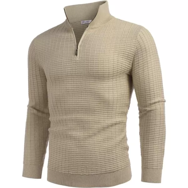 COOFANDY Men's Quarter Zip Sweaters Slim Fit Lightweight Cotton Knitted Casual Mock Neck Pullover Sweaters
