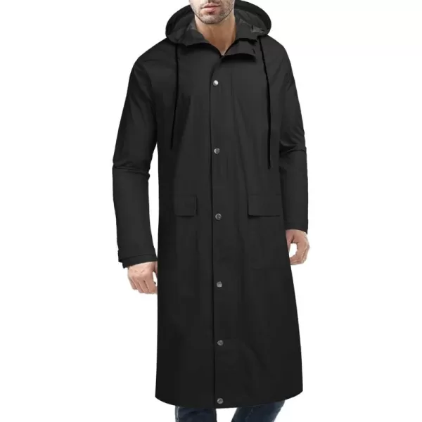 COOFANDY Men's Rain Jacket with Hood Waterproof Lightweight Active Long Raincoat