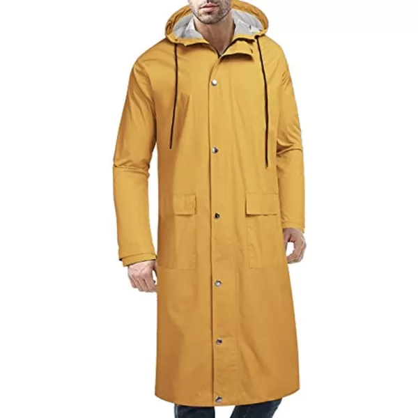COOFANDY Men's Rain Jacket with Hood Waterproof Lightweight Active Long Raincoat