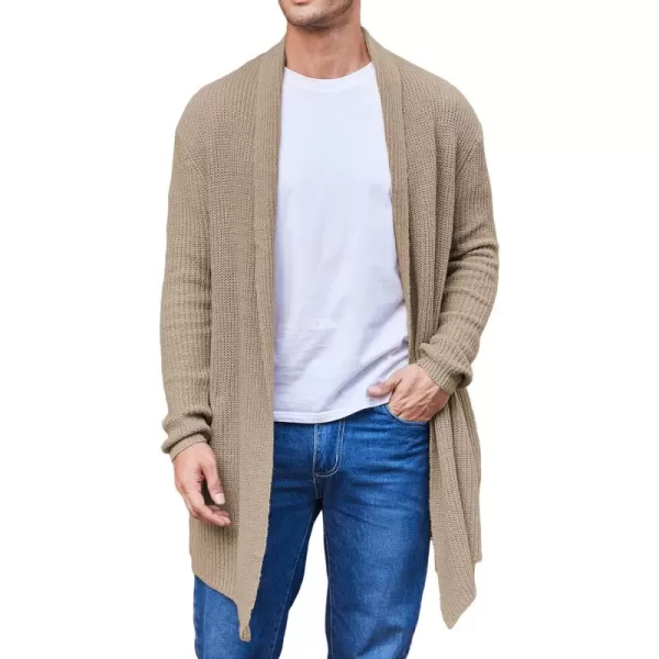 COOFANDY Mens Shawl Collar Long Cardigan Knit Ruffle Fashion Sweater Drape Cape