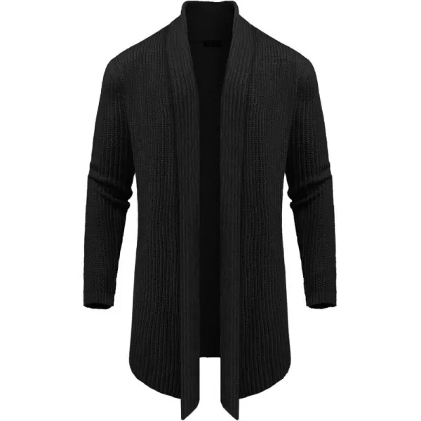 COOFANDY Mens Shawl Collar Long Cardigan Knit Ruffle Fashion Sweater Drape Cape