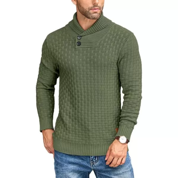 COOFANDY Men's Shawl Collar Pullover Sweater Casual Slim Fit Button Textured Knit Sweaters