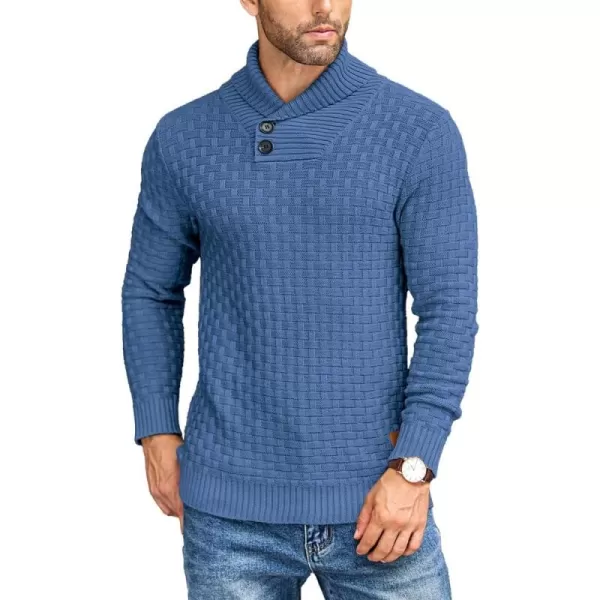 COOFANDY Men's Shawl Collar Pullover Sweater Casual Slim Fit Button Textured Knit Sweaters