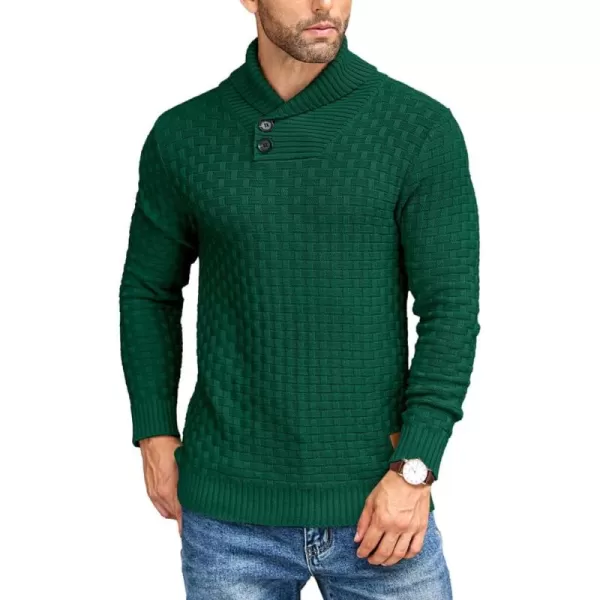 COOFANDY Men's Shawl Collar Pullover Sweater Casual Slim Fit Button Textured Knit Sweaters